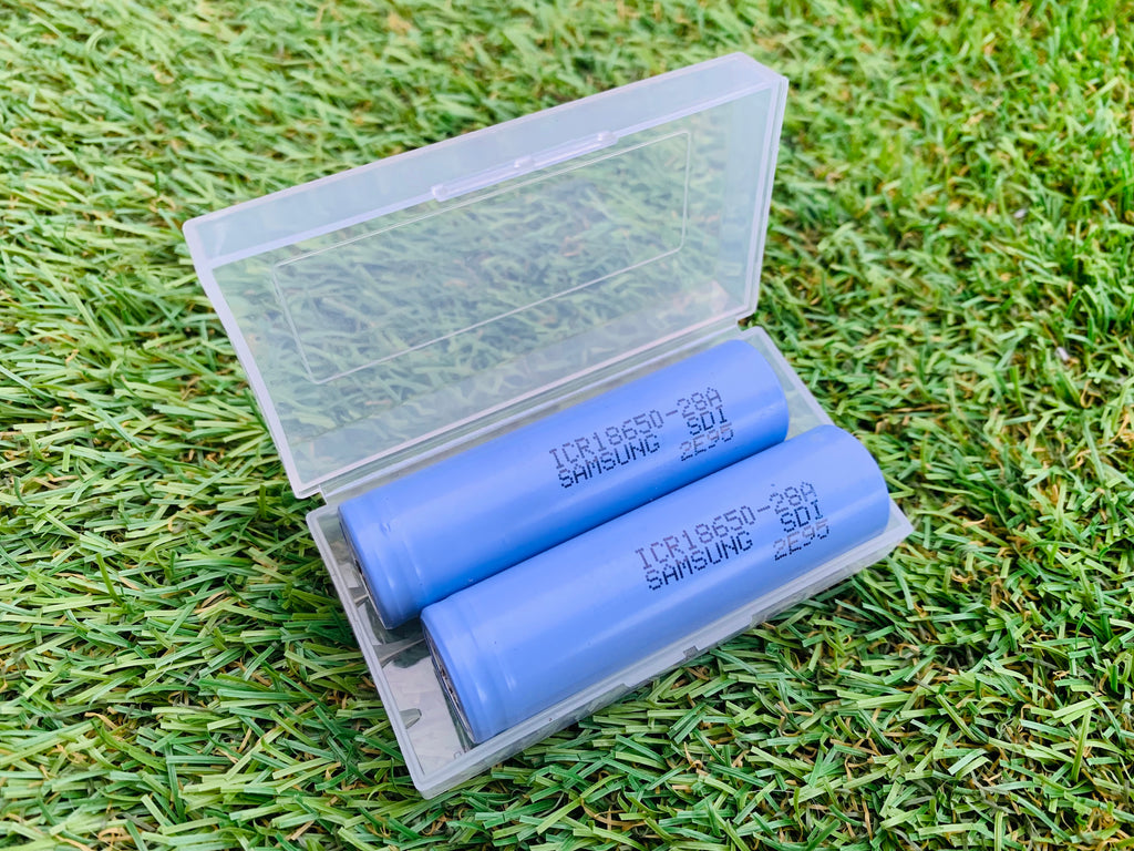 Used Samsung ICR 18650 2800mAh Li-ion battery with protective case